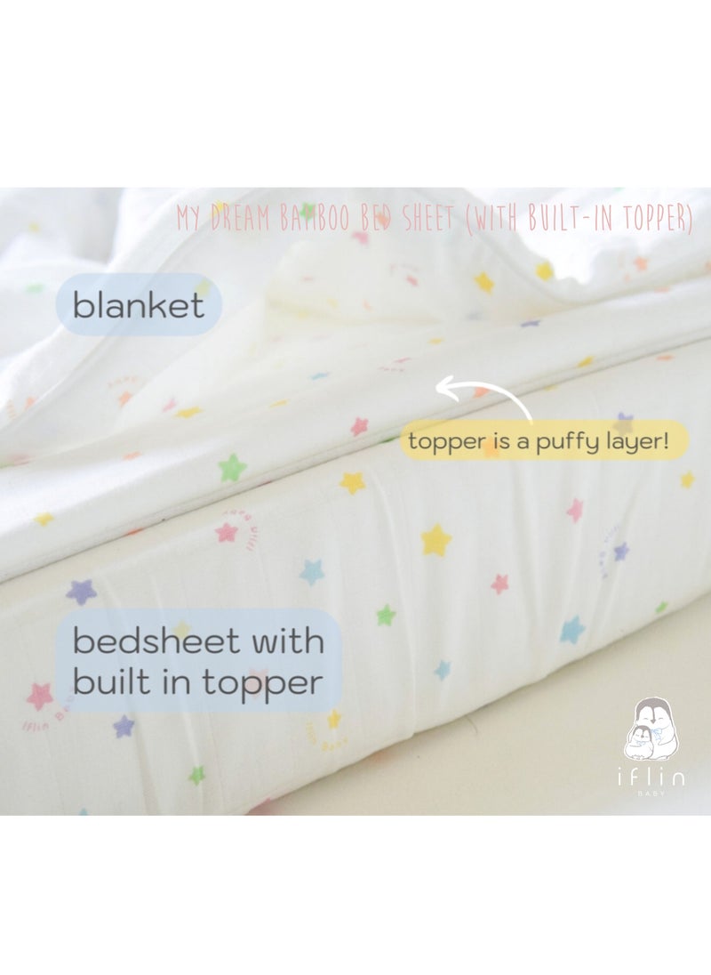 Iflin Baby - My Dream Bamboo Bed Sheet 70x120cm (with Built-in Topper) - Playful Blue - Image 1