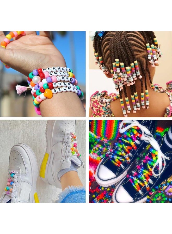 QUEFE 2350pcs, 64 Colors, Pony Beads for Bracelet Making Kit, Rainbow Kandi Beads Friendship Bracelet Kit, Letter Beads and Elastic Strings for Bracelet Necklace Making, Craft Gifts Set for Girls - Image 4