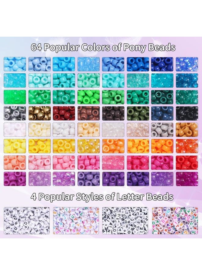 QUEFE 2350pcs, 64 Colors, Pony Beads for Bracelet Making Kit, Rainbow Kandi Beads Friendship Bracelet Kit, Letter Beads and Elastic Strings for Bracelet Necklace Making, Craft Gifts Set for Girls - Image 3