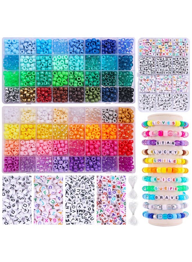 QUEFE 2350pcs, 64 Colors, Pony Beads for Bracelet Making Kit, Rainbow Kandi Beads Friendship Bracelet Kit, Letter Beads and Elastic Strings for Bracelet Necklace Making, Craft Gifts Set for Girls - Image 1
