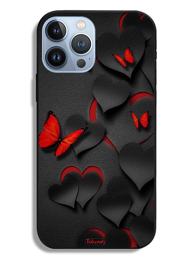 Tolwak Apple iPhone 13 Pro Max Protective Case Hearts And Butterflies Pattern - Image 1