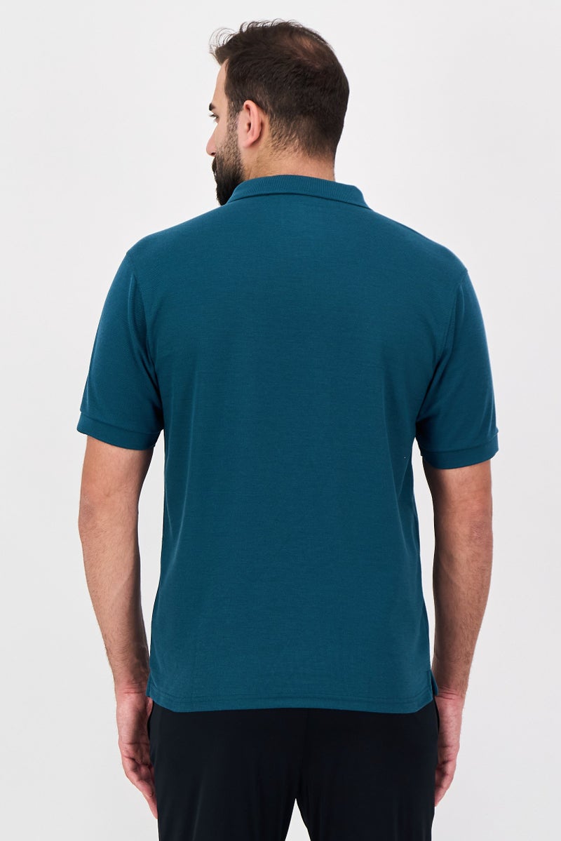 Reebok Men Sportswear Fit Short Sleeve Outdoor Polo Shirt, Green - Image 3