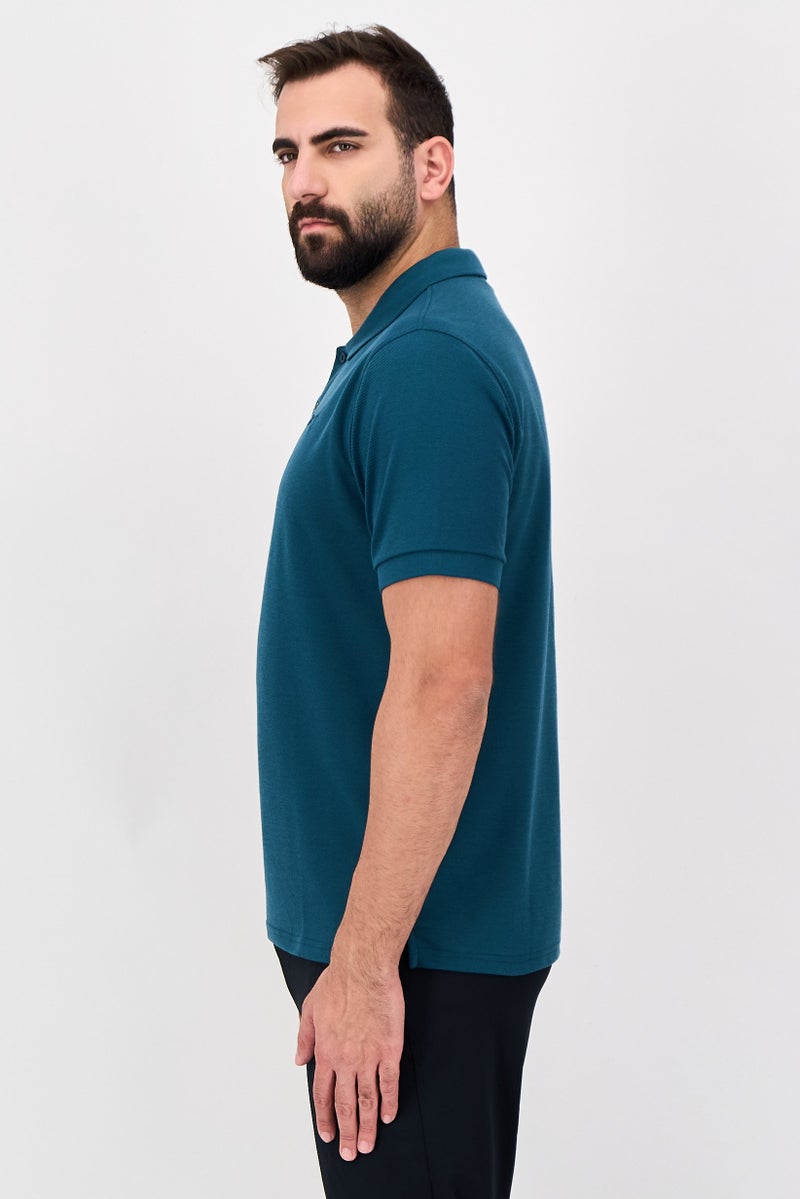 Reebok Men Sportswear Fit Short Sleeve Outdoor Polo Shirt, Green - Image 2