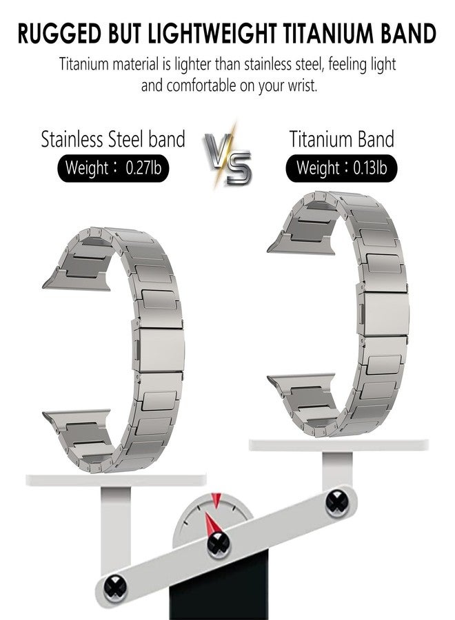WINGLE Titanium Bands for Apple Watch Band Ultra 3/2/1 Band Ultra 49mm Series 11 10 46mm 45mm 44mm 42mm SE 3/2/1 9 8 7 6 5 4 3 2 1 Men, Rugged Durable Lightweight Classy Metal iWatch Strap, Titanium - Image 3