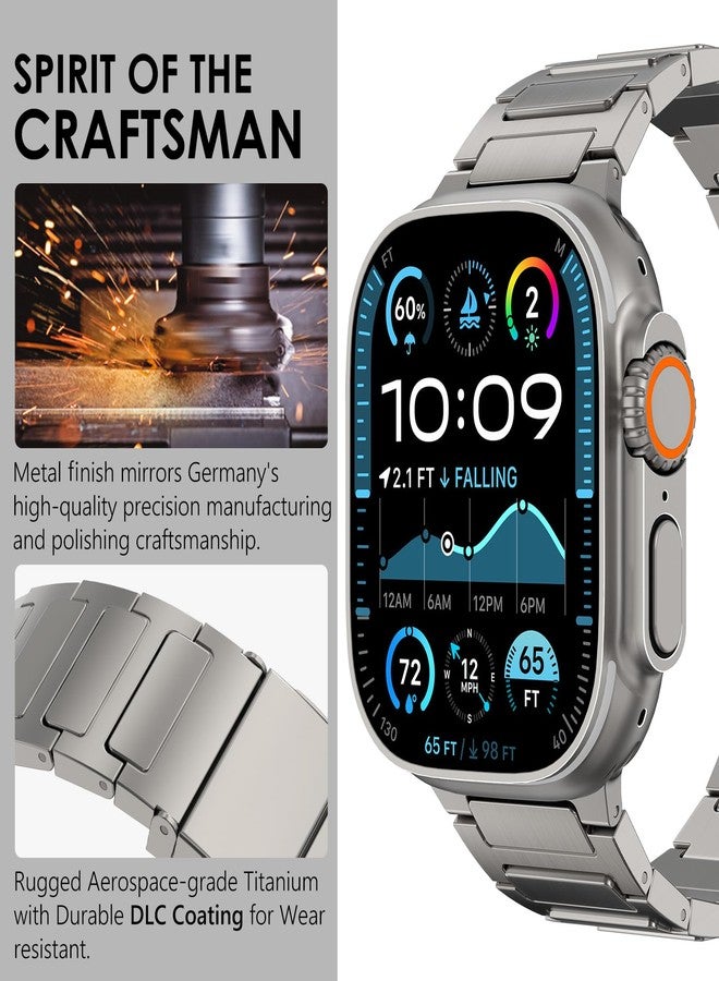 WINGLE Titanium Bands for Apple Watch Band Ultra 3/2/1 Band Ultra 49mm Series 11 10 46mm 45mm 44mm 42mm SE 3/2/1 9 8 7 6 5 4 3 2 1 Men, Rugged Durable Lightweight Classy Metal iWatch Strap, Titanium - Image 4