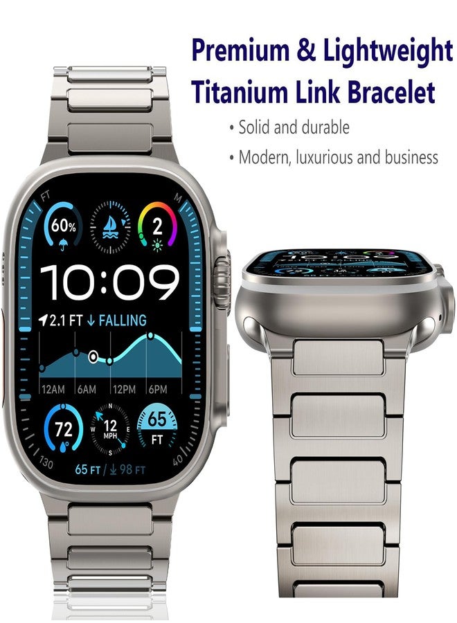 WINGLE Titanium Bands for Apple Watch Band Ultra 3/2/1 Band Ultra 49mm Series 11 10 46mm 45mm 44mm 42mm SE 3/2/1 9 8 7 6 5 4 3 2 1 Men, Rugged Durable Lightweight Classy Metal iWatch Strap, Titanium - Image 2