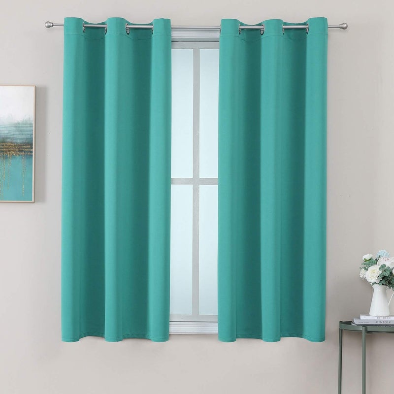 ChrisDowa Grommet Room Darkening Curtains for Bedroom and Living Room - 2 Panels Set Thermal Insulated Blackout Curtains (Teal, 38W x 54L) - Image 1