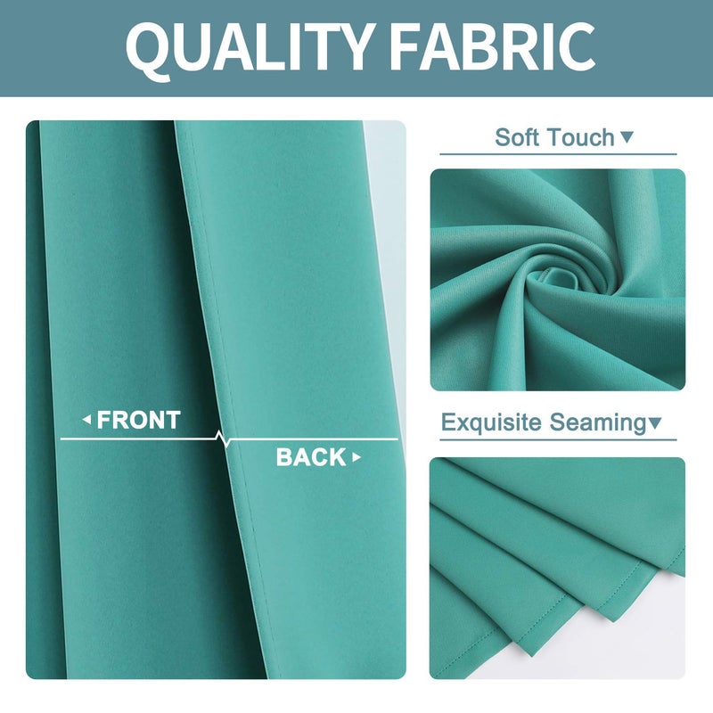ChrisDowa Grommet Room Darkening Curtains for Bedroom and Living Room - 2 Panels Set Thermal Insulated Blackout Curtains (Teal, 38W x 54L) - Image 3