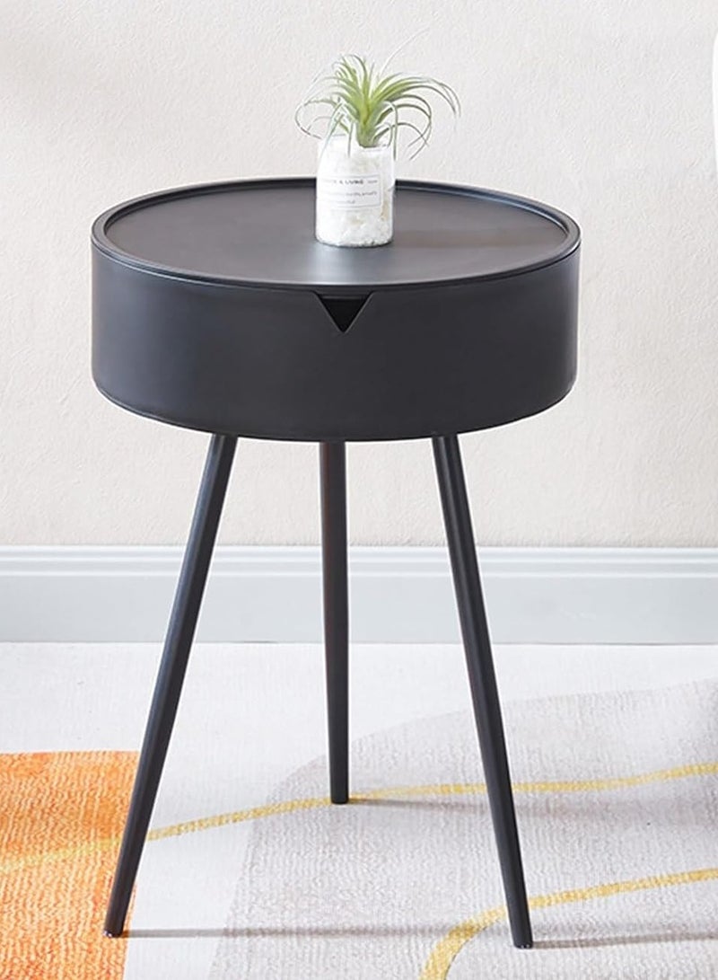 DubaiGallery Side Table, Small End Table Accent Table Living Room Bedroom Balcony Office, Plastic Table Top, Metal Legs, Bedside Table Home Decor, Small Table for Small Spaces - Image 2