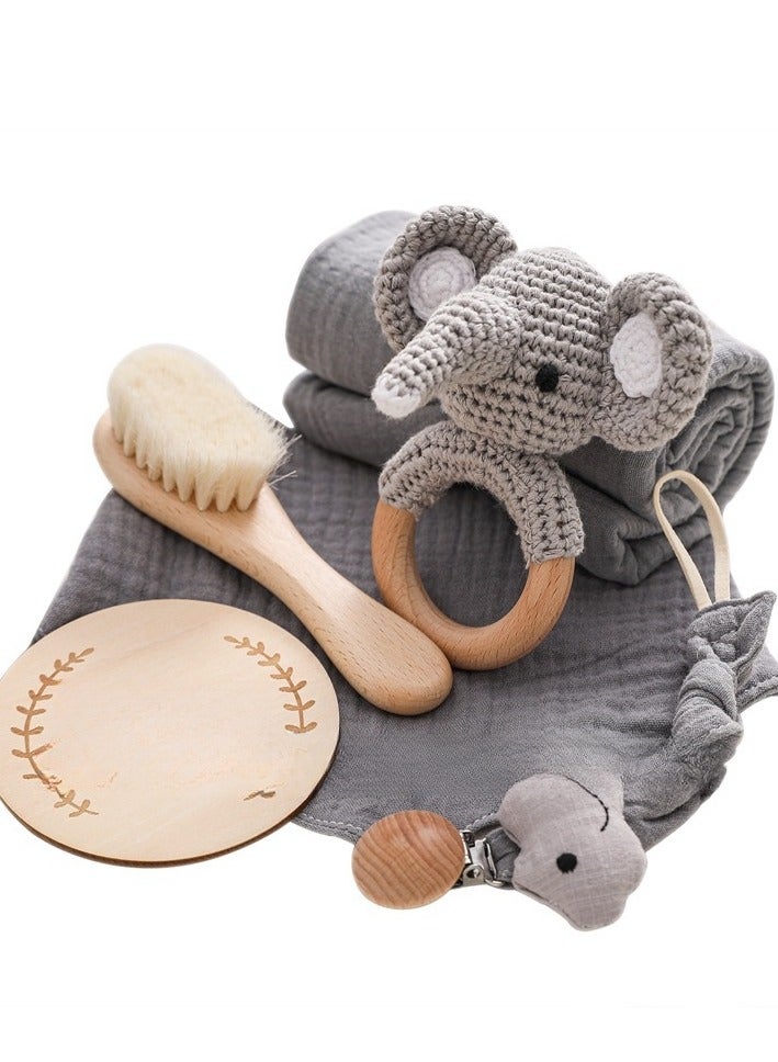 Baby Cloth Nipple Chain Set - Newborn Birth Gift Box - Bath Set - Chew Animal Bell Toy - Image 1