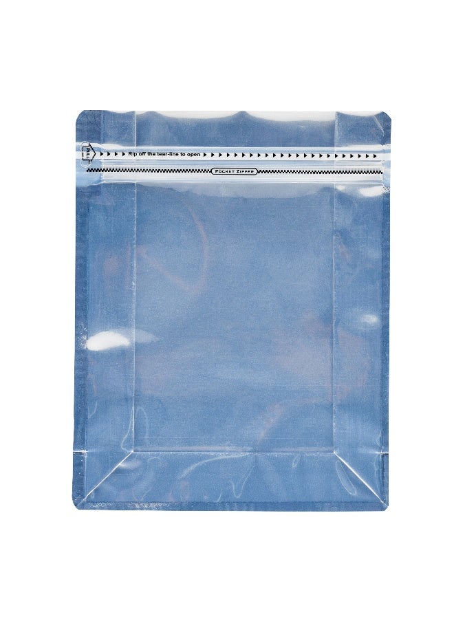 Restaurantware Bag Tek 9.4 X 7.5 X 2.8 Inch Large Snack Bags, 100 Food Storage Heat Seal Bags - Resealable, With Clear Window, White PET Zipper Lock Pouches, No Messy Spills, With Durable Design - Image 1
