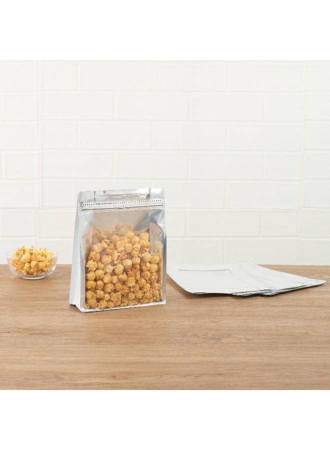 Restaurantware Bag Tek 9.4 X 7.5 X 2.8 Inch Large Snack Bags, 100 Food Storage Heat Seal Bags - Resealable, With Clear Window, White PET Zipper Lock Pouches, No Messy Spills, With Durable Design - Image 3