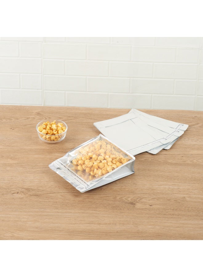 Restaurantware Bag Tek 9.4 X 7.5 X 2.8 Inch Large Snack Bags, 100 Food Storage Heat Seal Bags - Resealable, With Clear Window, White PET Zipper Lock Pouches, No Messy Spills, With Durable Design - Image 4