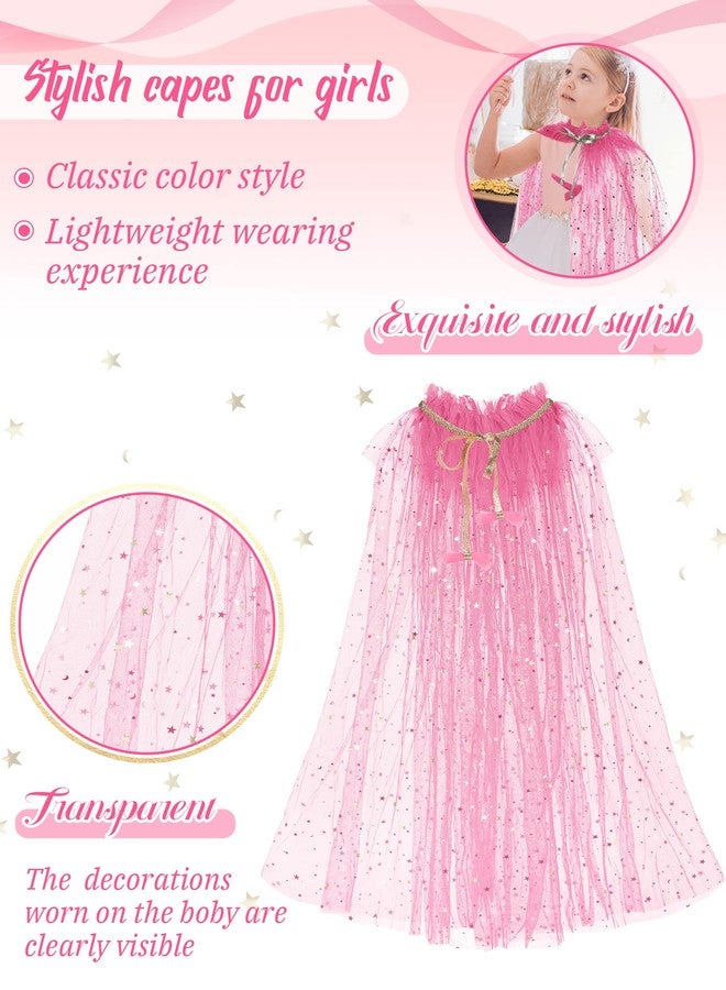 Jiuguva 4 Pcs Halloween Princess Cape Girls Princess Cloak Accessories for Little Girls Blue Cape for Kids Cosplay Party(Large) - Image 3