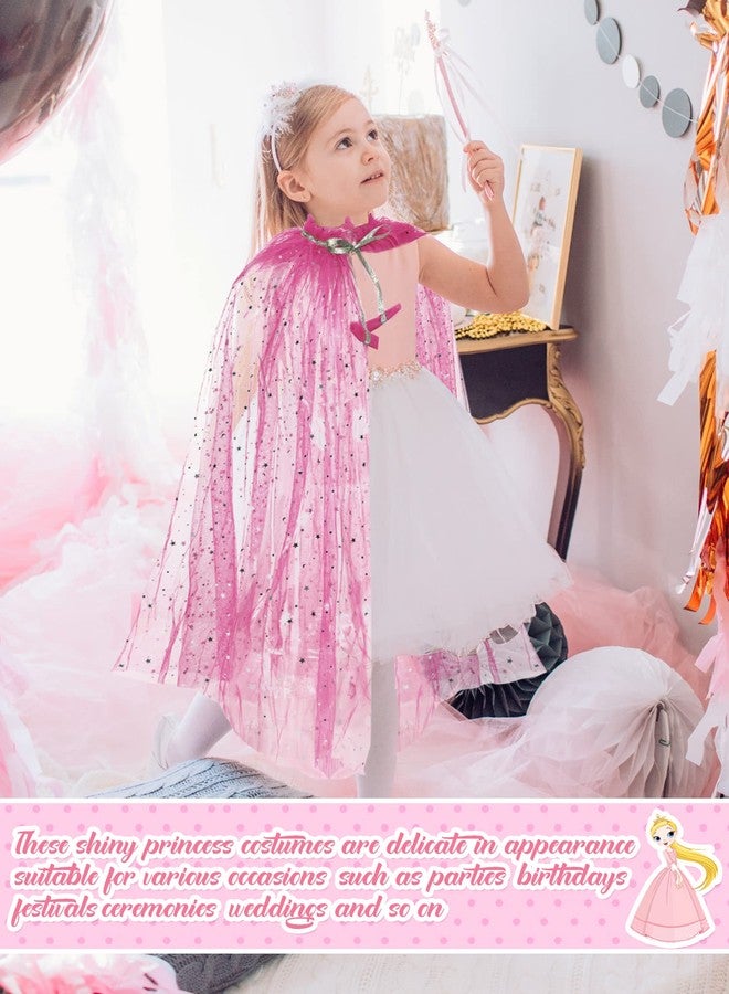 Jiuguva 4 Pcs Halloween Princess Cape Girls Princess Cloak Accessories for Little Girls Blue Cape for Kids Cosplay Party(Large) - Image 4