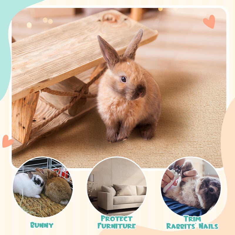 Maasechs Rabbit Scratch Mat 12 Inch X 6.56 ft Self Adhesive Bunny Scratching Pad Cuttable Claw and Teeth Care Rabbit Mat for Cage Small Animal Scratching Rug for Biting Sleeping Nesting (Khaki) - Image 4