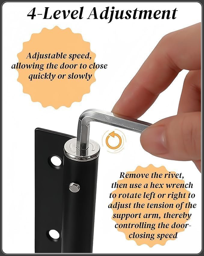 Ardith Automatic Door Closer, Heavy Duty Adjustable Spring-Loaded Door Closer with Allen Key & Screws, Self Closing for Residential, Commercial, Storm, Interior & Screen Doors(Medium) - Image 5