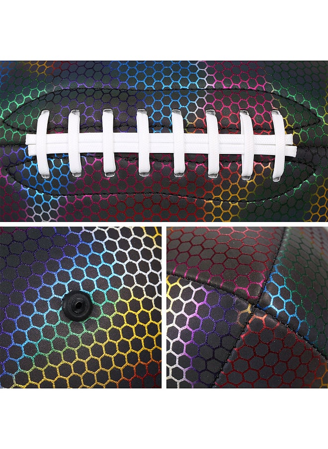 Generic Holographic Reflective Football Glowing Luminous Rugby Indoor Outdoor Leather Football Gifts for Boys Girls Men Women  - Image 5