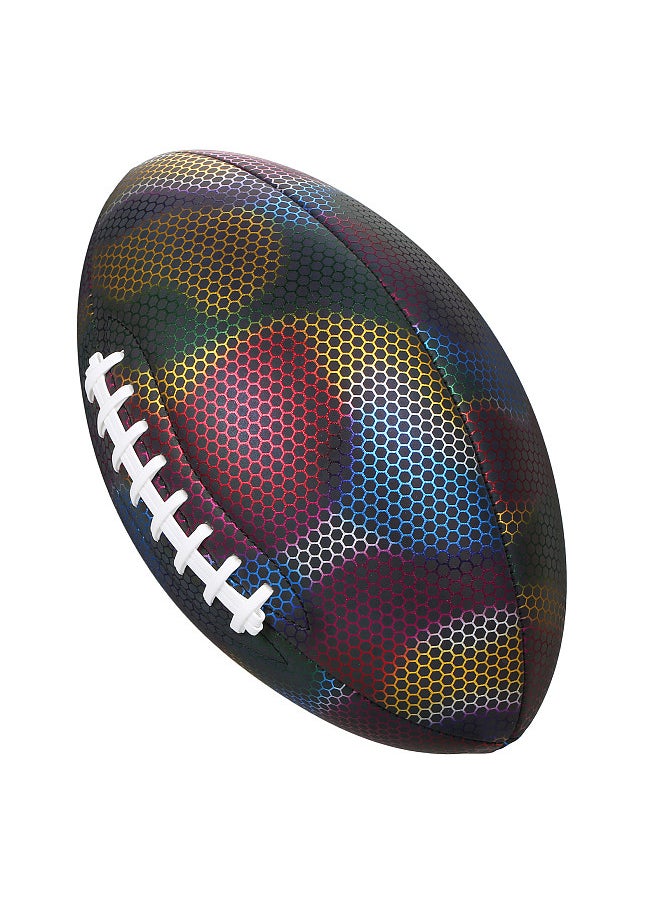 Generic Holographic Reflective Football Glowing Luminous Rugby Indoor Outdoor Leather Football Gifts for Boys Girls Men Women  - Image 3