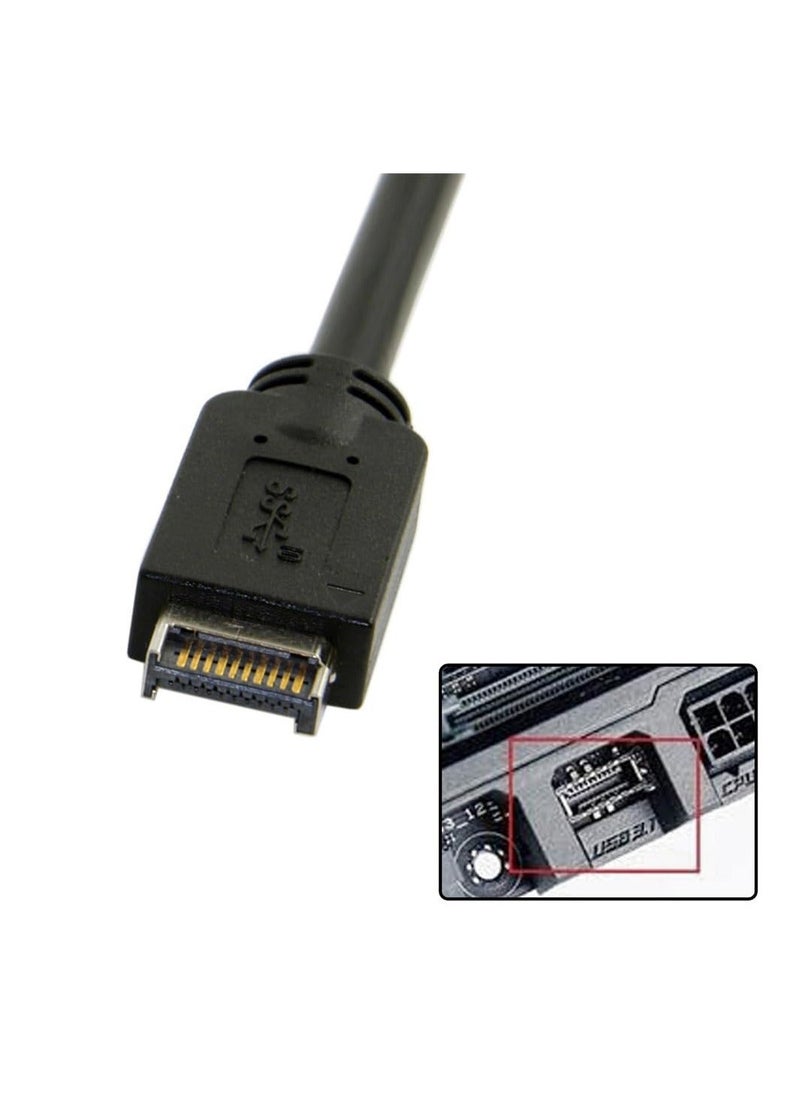 Generic - USB 3.1 Type-C Front Panel Adapter, USB Type-E to Type-C Female Extension Cable with Panel Screw Bracket, USB-C Female to 20-pin USB Type-E  Male Connector - Image 1