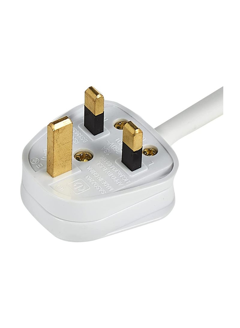 belkin Belkin 6 Way/6 Plug 3m Power Extension Strip with On/Off Switch for Televisions, Gaming Consoles, Home, Office and More - White  - Image 3