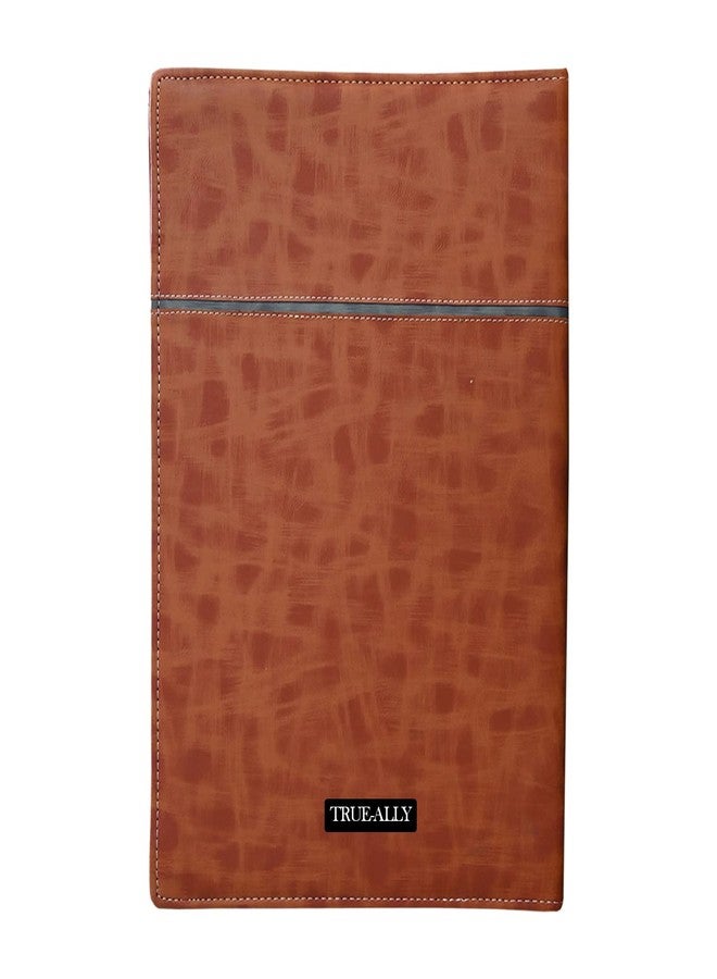 True-Ally مجلد ملفات True-Ally Portfolio بحجم FS / A4، حامل مستندات بحلقات رباعية الأبعاد مع 20 غلاف حماية ممتاز للأوراق بسماكة 200 ميكرون، مناسب للمكاتب والمنازل والبنوك والمهنيين (بني). - Image 2