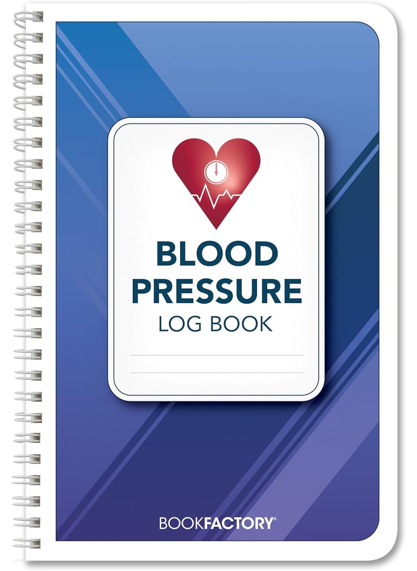 BookFactory BookFactory Blood Pressure Log BookBlood Pressure Monitoring LogbookPersonal Medical Tracking Notebook  104 Pages 6 x 9 WireO LOG10469CWPPBloodPressure  - Image 1