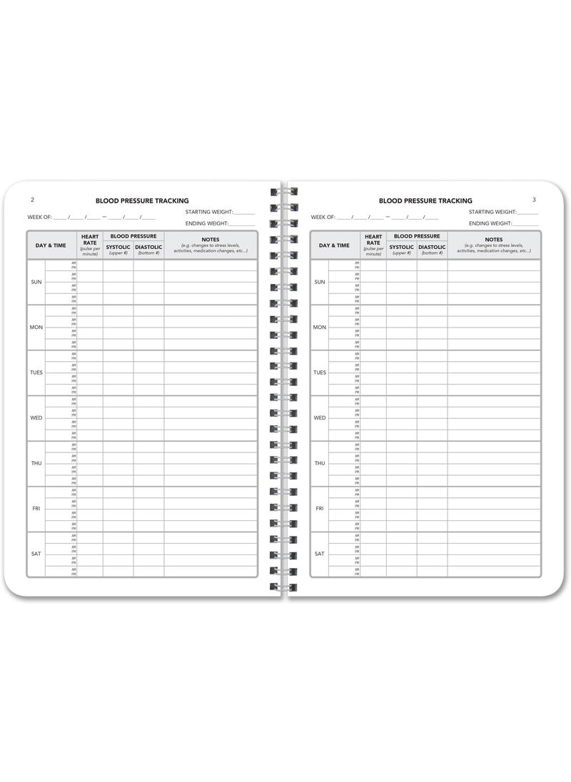 BookFactory BookFactory Blood Pressure Log BookBlood Pressure Monitoring LogbookPersonal Medical Tracking Notebook  104 Pages 6 x 9 WireO LOG10469CWPPBloodPressure  - Image 3