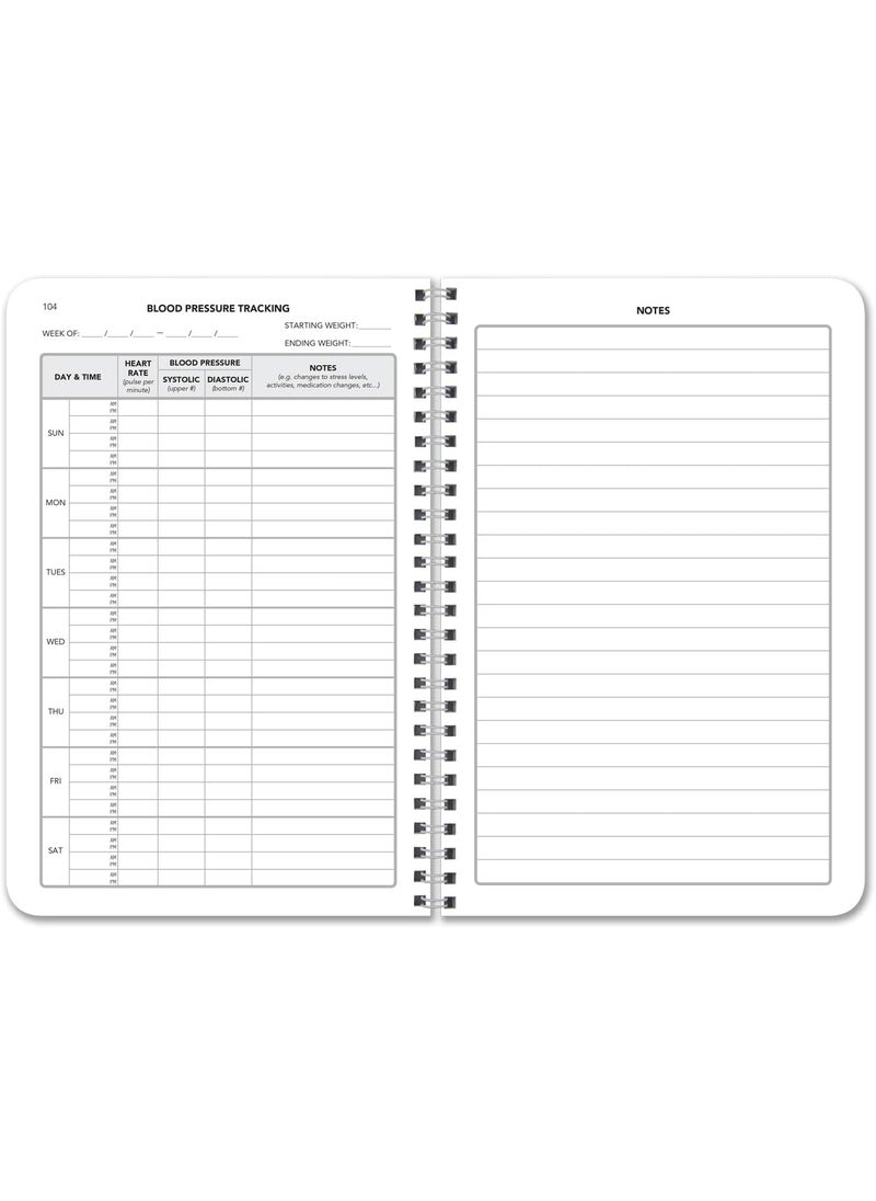 BookFactory BookFactory Blood Pressure Log BookBlood Pressure Monitoring LogbookPersonal Medical Tracking Notebook  104 Pages 6 x 9 WireO LOG10469CWPPBloodPressure  - Image 4