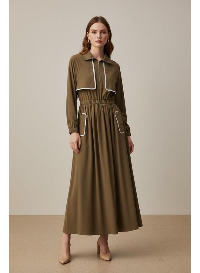 Soul Women's Ruffle Detailed Waist Elastic Dress - 32417ELB - CAMEL. - Image 2