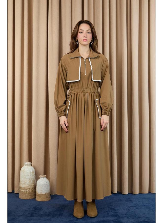 Soul Women's Ruffle Detailed Waist Elastic Dress - 32417ELB - CAMEL. - Image 3