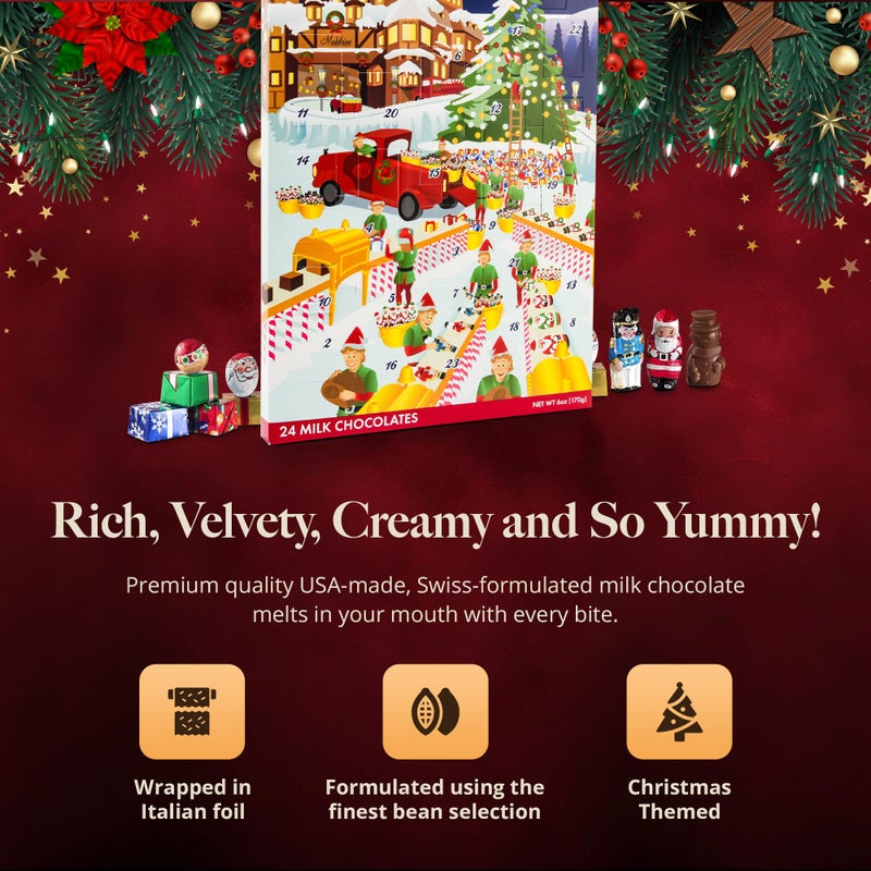 تقويم العد التنازلي لعيد الميلاد من ورشة سانتا ماديلين - إصدار 2025 من الشوكولاتة بالحليب الصلبة 6 أونصات مع 24 قطعة شوكولاتة 2 عبوات | هدية العيد | شركة ماديلين للشوكولاتة - Image 5