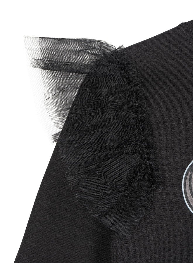 ويكد طقم ملابس للبنات الصغيرات من ويكد إلفابا، يتكون من سويت شيرت من الصوف وبنطال ضيق واسع مضلع، أسود/رمادي، مقاس 4T - Image 5