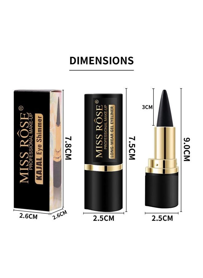 Aaiffey - 2 Colors Gel Eyeliner Set,Quick-Dry Cream Eyeliner Waterproof and Smudge Proof Eye-liner Pencil Long-Lasting Matte Black Eyeliner Stick for Women Girls (04 Black+03 Brown) - Image 1