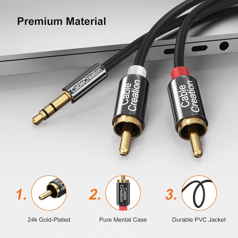16.5FT 3.5mm Male to 2RCA Male Stereo Y Splitter Audio Cable | 3.5mm to 2RCA Y Splitter Cord, Compatible with Echo Dot, Phones, MP3, Tablet, Receiver, Car Speaker, HDTV - Image 2