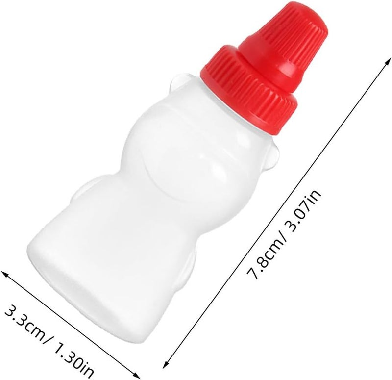 8pcs Mini Bear-shaped Condiment Containers with Red, Yellow, Blue, and Pink Lids – Portable Tiny Sauce Bottles for Ketchup, Salad Dressing, and Soy Sauce – Leakproof Plastic - Image 2