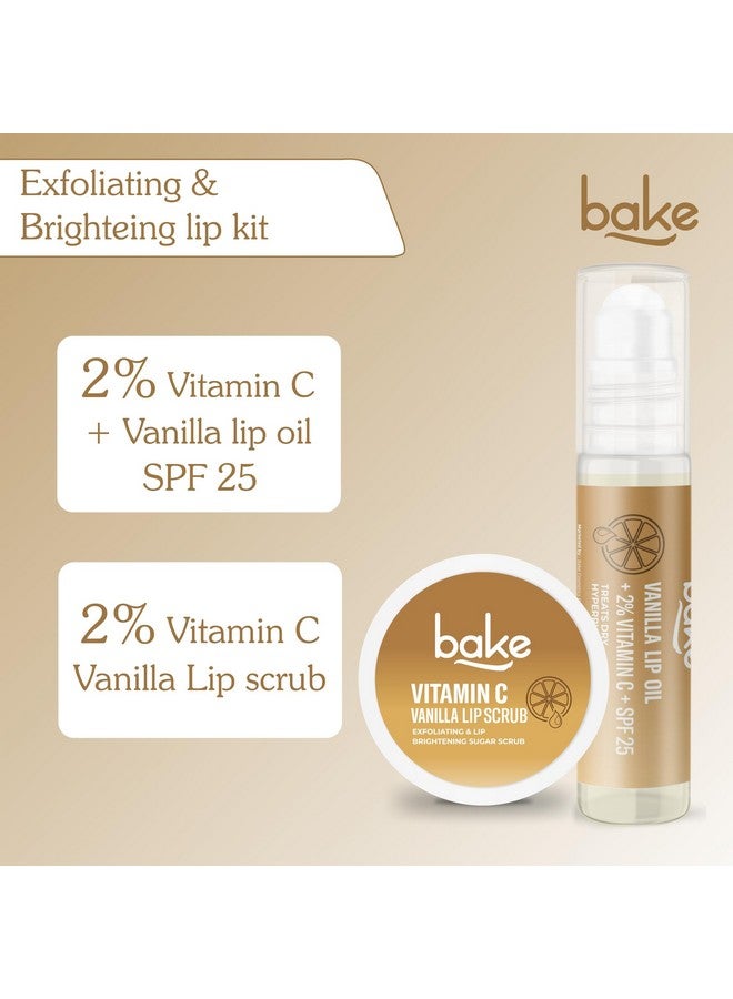 BAKE 2% Vitamin C Vanilla Exfoliating & Lightening Lip Kit for Dark & Pigmented Lips with SPF 25 PA++++ (40g) (Vanilla Lip Kit) - Image 2