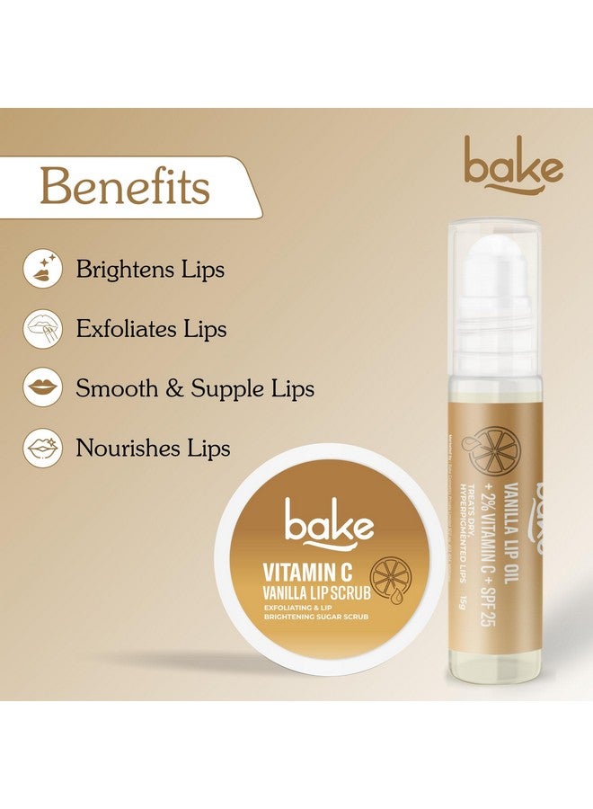 BAKE 2% Vitamin C Vanilla Exfoliating & Lightening Lip Kit for Dark & Pigmented Lips with SPF 25 PA++++ (40g) (Vanilla Lip Kit) - Image 4