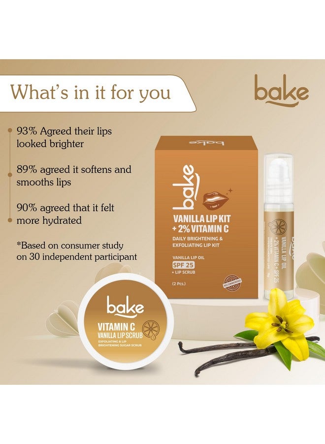 BAKE 2% Vitamin C Vanilla Exfoliating & Lightening Lip Kit for Dark & Pigmented Lips with SPF 25 PA++++ (40g) (Vanilla Lip Kit) - Image 3