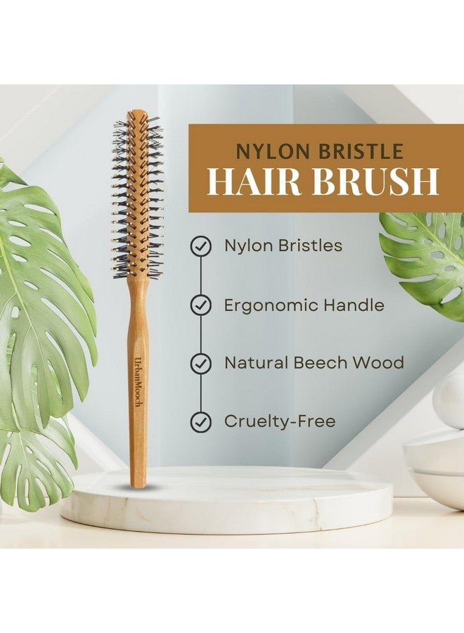 UrbanMooch Wooden Roller Hair Brush For Men | Nylon Bristle Round Hair Brush | For Blow Drying, Roller Hair Brush For Quick Blowout, Adding Curls, Waves & Volume | Smoothening & Volumizing Comb | For All Hair Types - Image 2