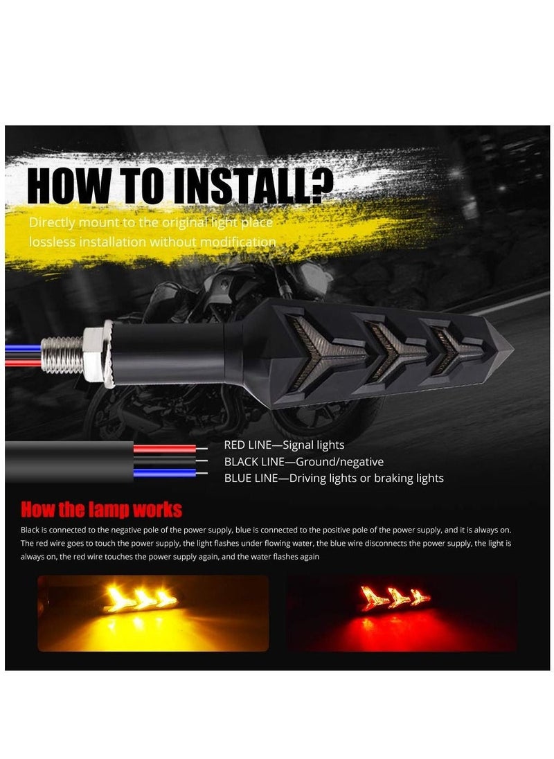 KASTWAVE - 2 pcs Motorcycle Turn Signal Lights Y-shape Indicator Rear LED Motorbike Lights Amber Flowing & White DRL Running Lights for Yamaha Suzuki Kawasaki Scooter, Waterproof 12V - Image 1