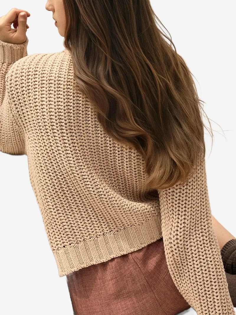 HICCUP Textured Knitwear Crew Neck Cardigan