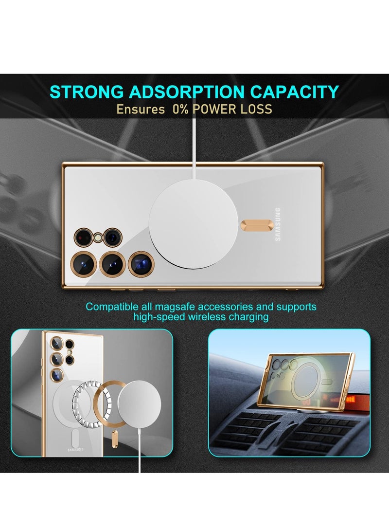 BORTONY Galaxy S23 Ultra MagSafe Case with Camera Lens Protector Magnetic Clear Full Protection Plating Anti Scratch Slim Thin Cover for Samsung Galaxy S23 Ultra - Image 4