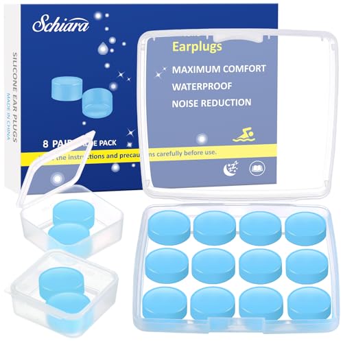 Schiara Ear Plugs for Sleeping, 16 Moldable Noise Cancelling Silicone Earplugs for Swimming, Snoring, Sleep and Studying, Blue - Image 1