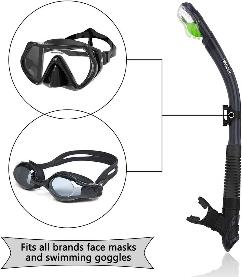 WACOOL Dry Top Snorkel Tube Comfortable Mouthpiece One-Way Purge Valve for Pool Open Water Scuba Lap Swimming Swimmer Training Diving Snorkeling - Image 5