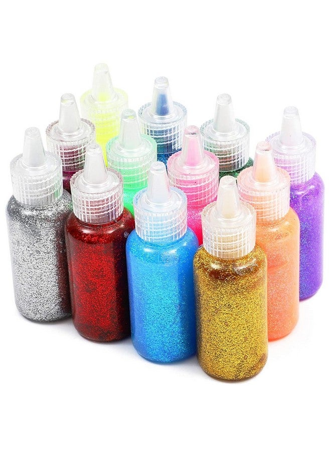 Bright Creations Neon Metallic Glue With Glitter Bottles For Arts And Crafts (20 Ml 12 Pack) - Image 1