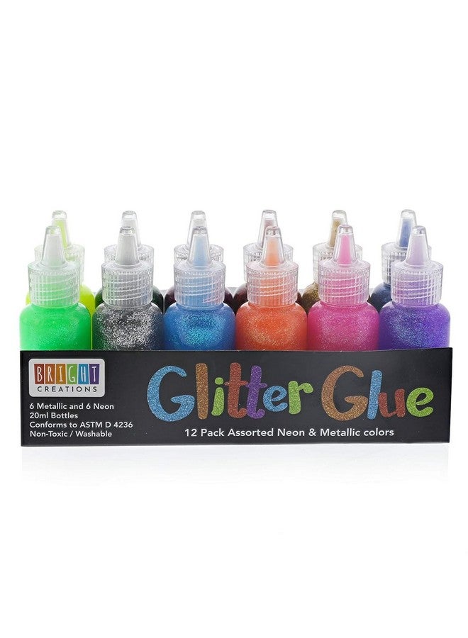 Bright Creations Neon Metallic Glue With Glitter Bottles For Arts And Crafts (20 Ml 12 Pack) - Image 4