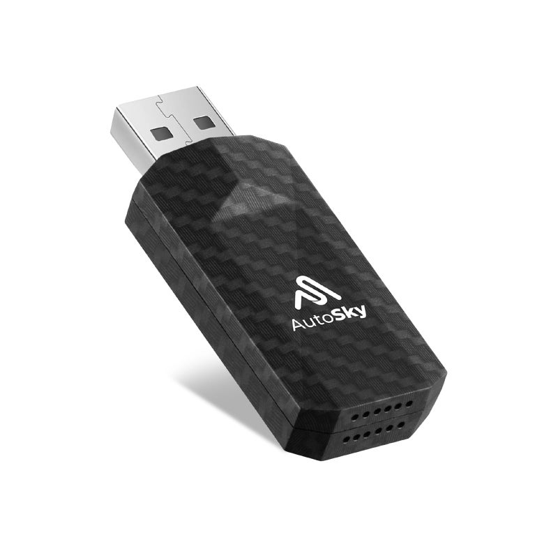 AutoSky Wireless CarPlay Adapter 2023 Pro Slim Edition - Smallest and Fastest Wireless CarPlay Adapter - AutoSky - Factory Wired CarPlay Cars – USB-A and USB-C Cables – Wired CarPlay Required - Image 1