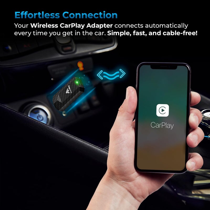 AutoSky Wireless CarPlay Adapter 2023 Pro Slim Edition - Smallest and Fastest Wireless CarPlay Adapter - AutoSky - Factory Wired CarPlay Cars – USB-A and USB-C Cables – Wired CarPlay Required - Image 2