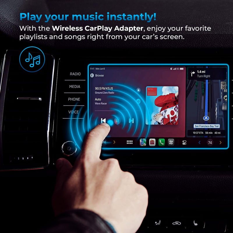 AutoSky Wireless CarPlay Adapter 2023 Pro Slim Edition - Smallest and Fastest Wireless CarPlay Adapter - AutoSky - Factory Wired CarPlay Cars – USB-A and USB-C Cables – Wired CarPlay Required - Image 4